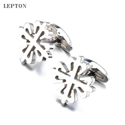 Lepton Stainless Steel Cufflinks For Mens Hot Sale High Shiny Metal Cuff links Wedding Party Gift Men Shirt Cuffs Cufflink