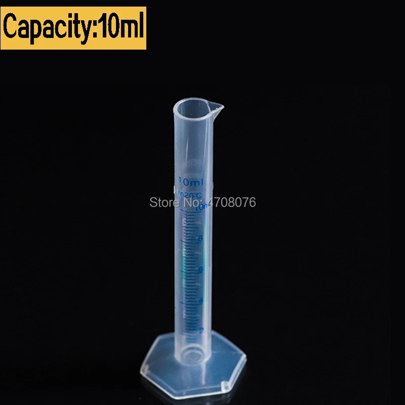 Graduated plastic cylinder with blue scale PP lab measuring tool stable bottom for chemical experiment 10-25-50-100ml 4pcs/set