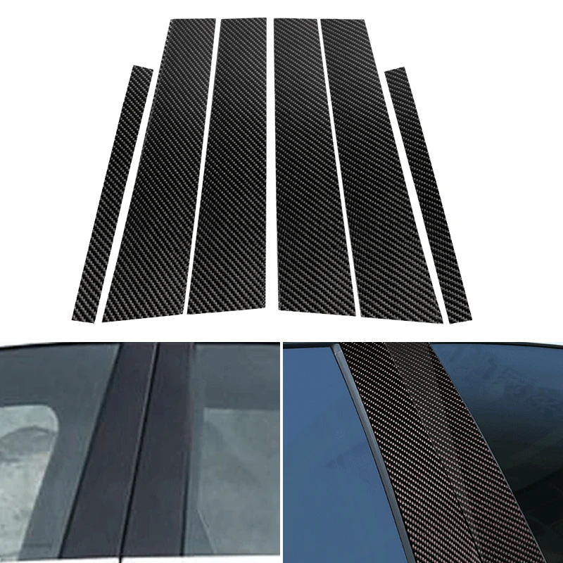 

6PCS Car Real Carbon Fiber Window B-pillar Molding Cover Trim For Mercedes Benz E Class 2017 2018