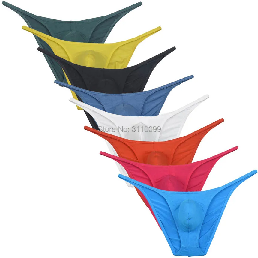 Men\'s Modal Bikini Bulge Pouch Briefs Ruched Back Underwear Male Hipster Cheeky Briefs Pants