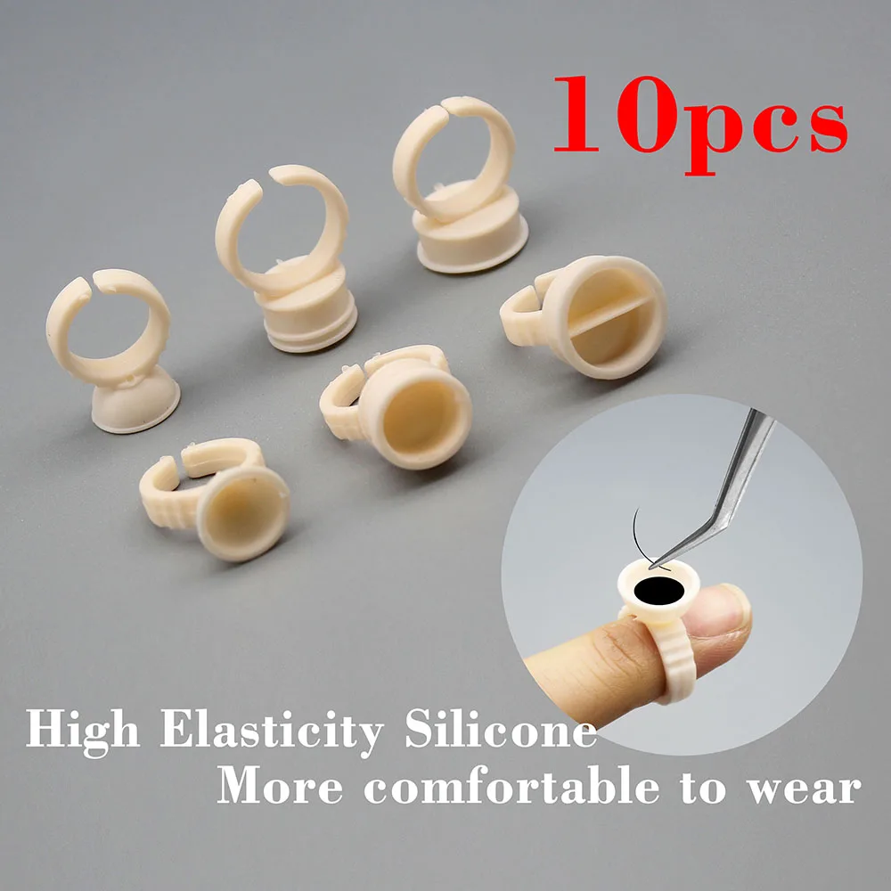 Kimcci 10pcs Disposable Eyelash Extension Adhesive Glue Holder Ring Tattoo Pigment Holder Silicone Palette with Barrier Grid