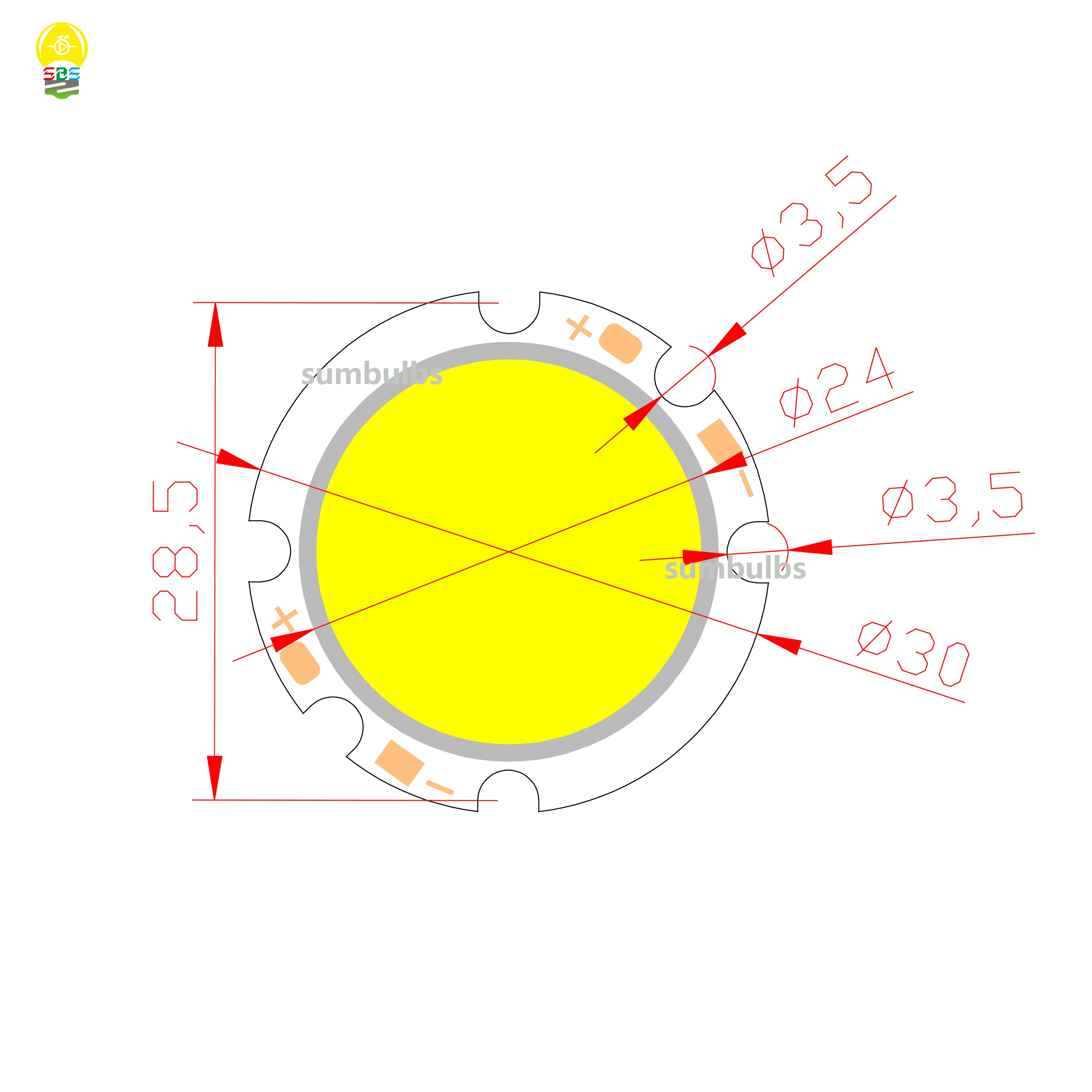 New 30mm Round LED COB Light Source 3W 6V 500mA Warm White 3000K Ra80 for Indoor Restaurant Desk Lamp DIY Bulb