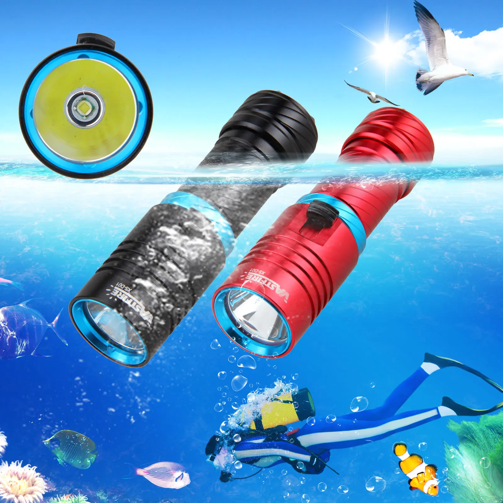 10000 lumens LED Scube Mergulho FlashLight Impermeável Refletor Subaquático 100M Diver Torch Lanterna + 18650 + Carregador USB