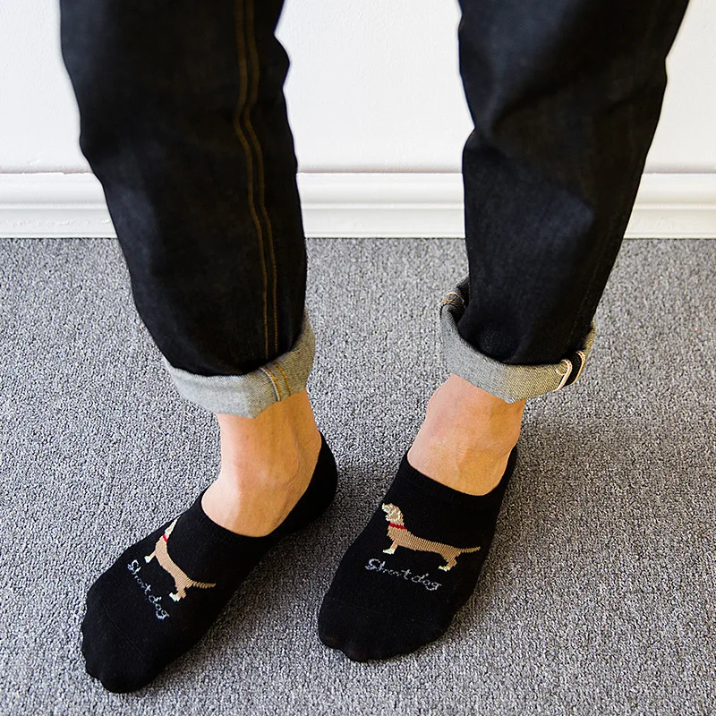 spring summer men cotton Man Socks short dog Male Low Cut Ankle Sock boy boat casual slippers 1pair=2pcs WS112