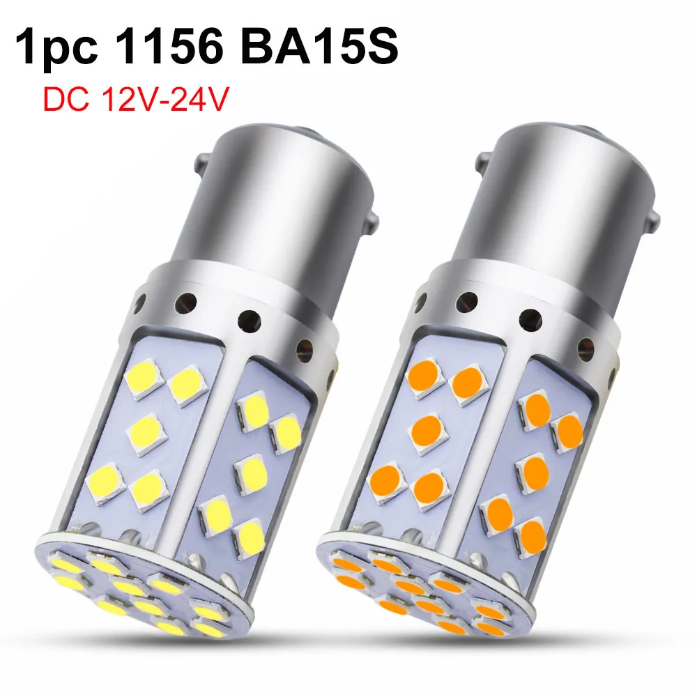 1 шт. 1156 BA15S P21W Светодиодная лампа 3030 35 SMD светодиодный S25 автомобильный сигнал поворота Задний Свет резерсветильник Лампа Белый Янтарный Желтый вход 9-30 в