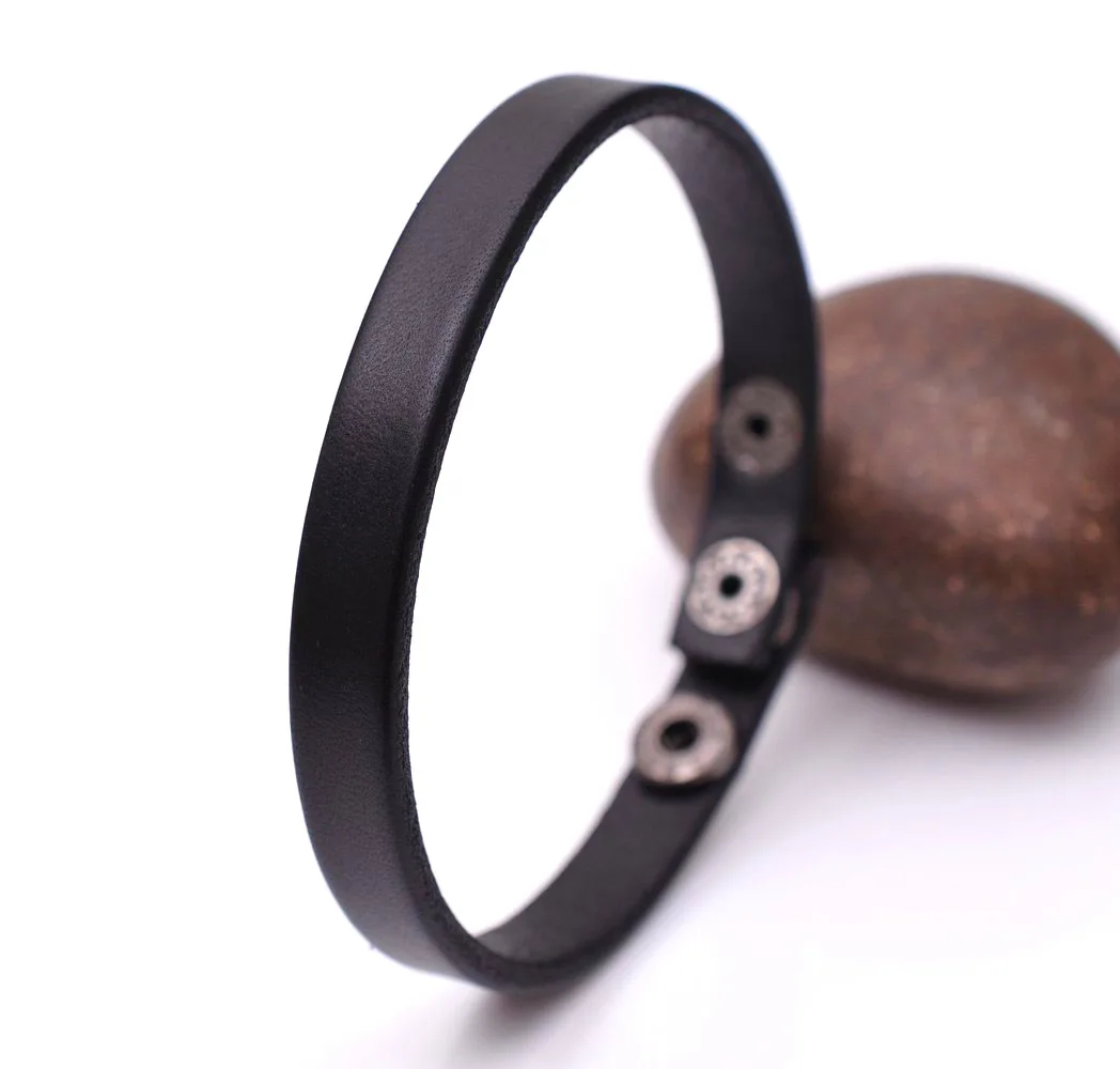 Classic Cool Genuine Leather Bracelet Cuff Wristband Adjustable Couple Men Women