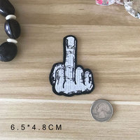 PGY Middle Finger Skull Patch Punk Rock Patch Jacket Stripe On Clothes Iron On Biker Embroidered Patches For Clothing Decor