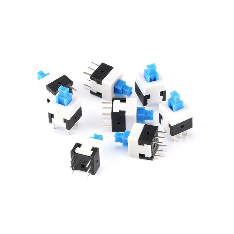 20pcs/lot Square 7x7x12mm 6 Pin DPDT Mini Push Button Self-locking Switch G64 Multimeter Switch  8x8MM