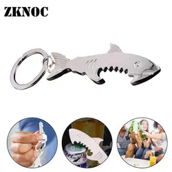 Haai Vormige Flesopener Sleutelhanger Shaped Zinklegering Zilveren Kleur Sleutelhanger Bier Flesopener Unieke Creatieve Gift Bar Gereedschap