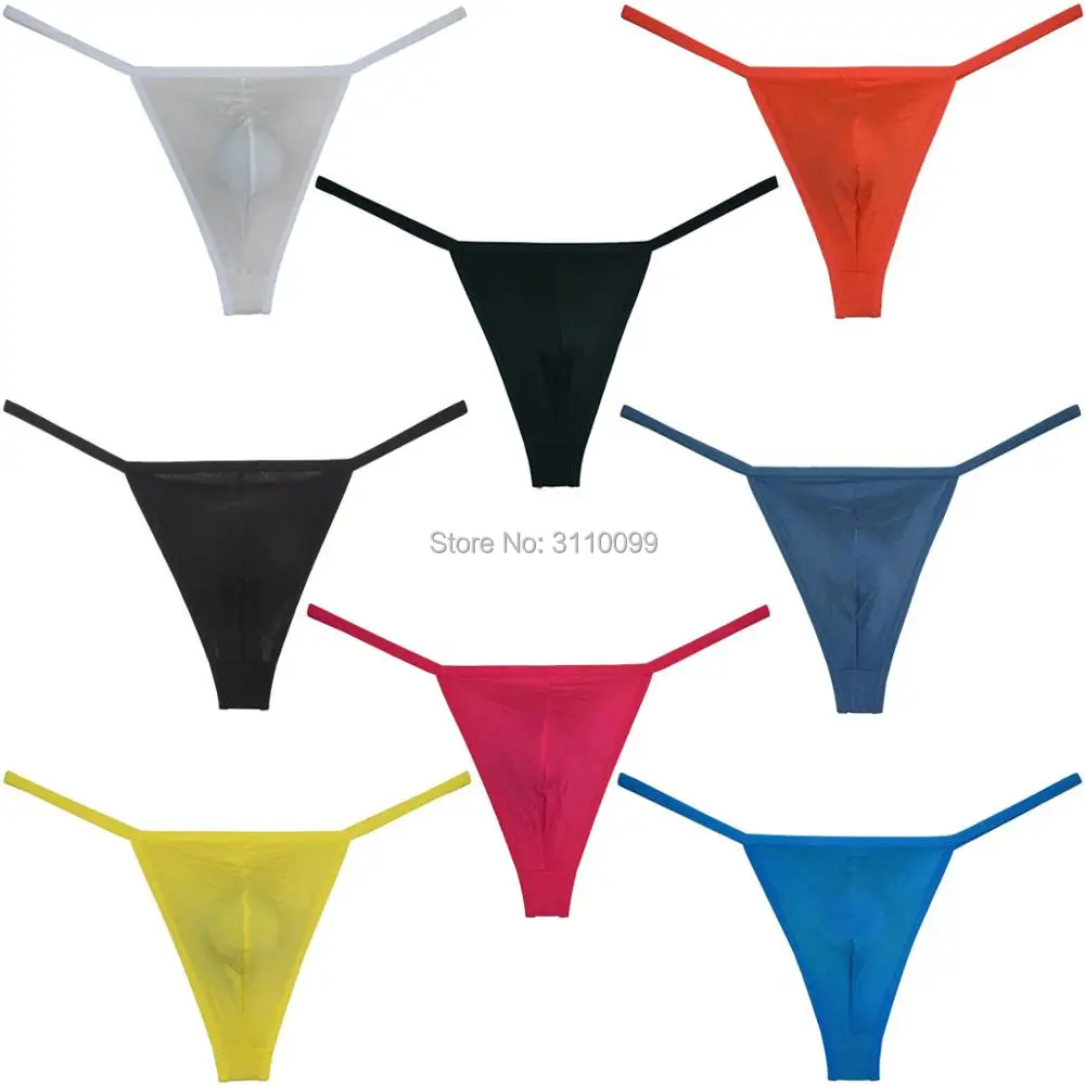 

Men's Solid Soft Ventilate Increase Pouch Thongs Bikini Mens Thong mankini underwear g-strings jockstrap tangas