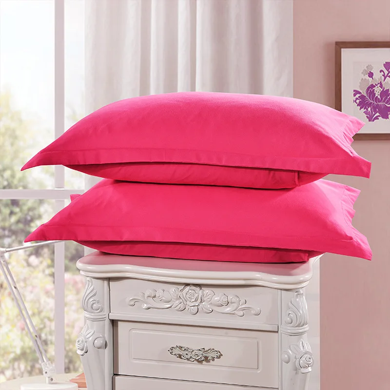 2pcs /lot Plain Dyed Knitted Solid Pillowcases Coffee Color 100% Polyester Pillow Case Brief Style 48cm*74cm