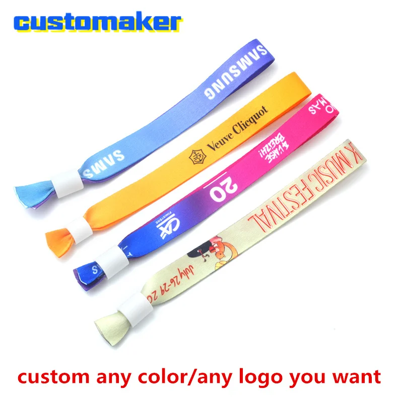 Custom Ribbon Satin Wristband Feature Holiday Full Color Printed  SILK BRACELET FOR EVENT Party Concert Entrance ID