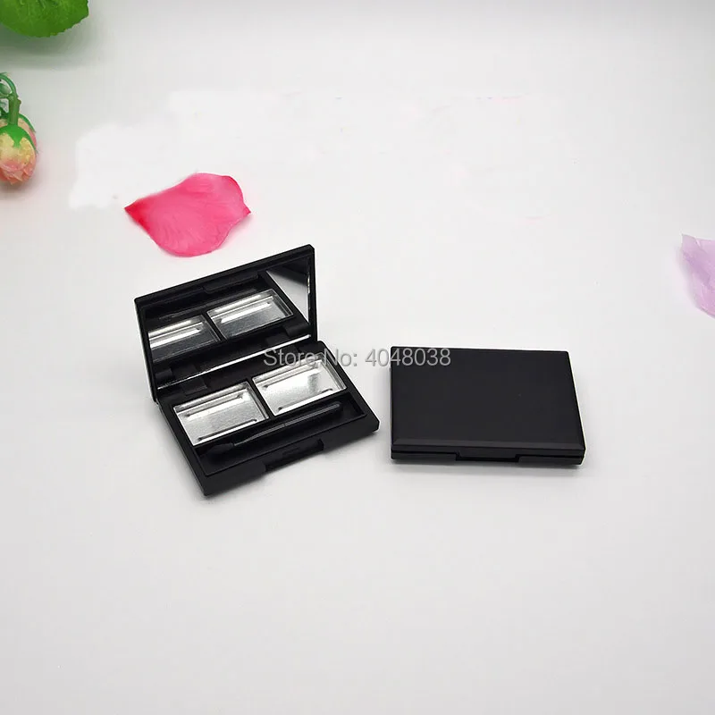 Eyebrow Powder Compact Matte Black Two-Tone Cosmetic Tools Eyeshadow Palette Empty Cosmetic Box 2 Grids Lipstick Container 30pcs