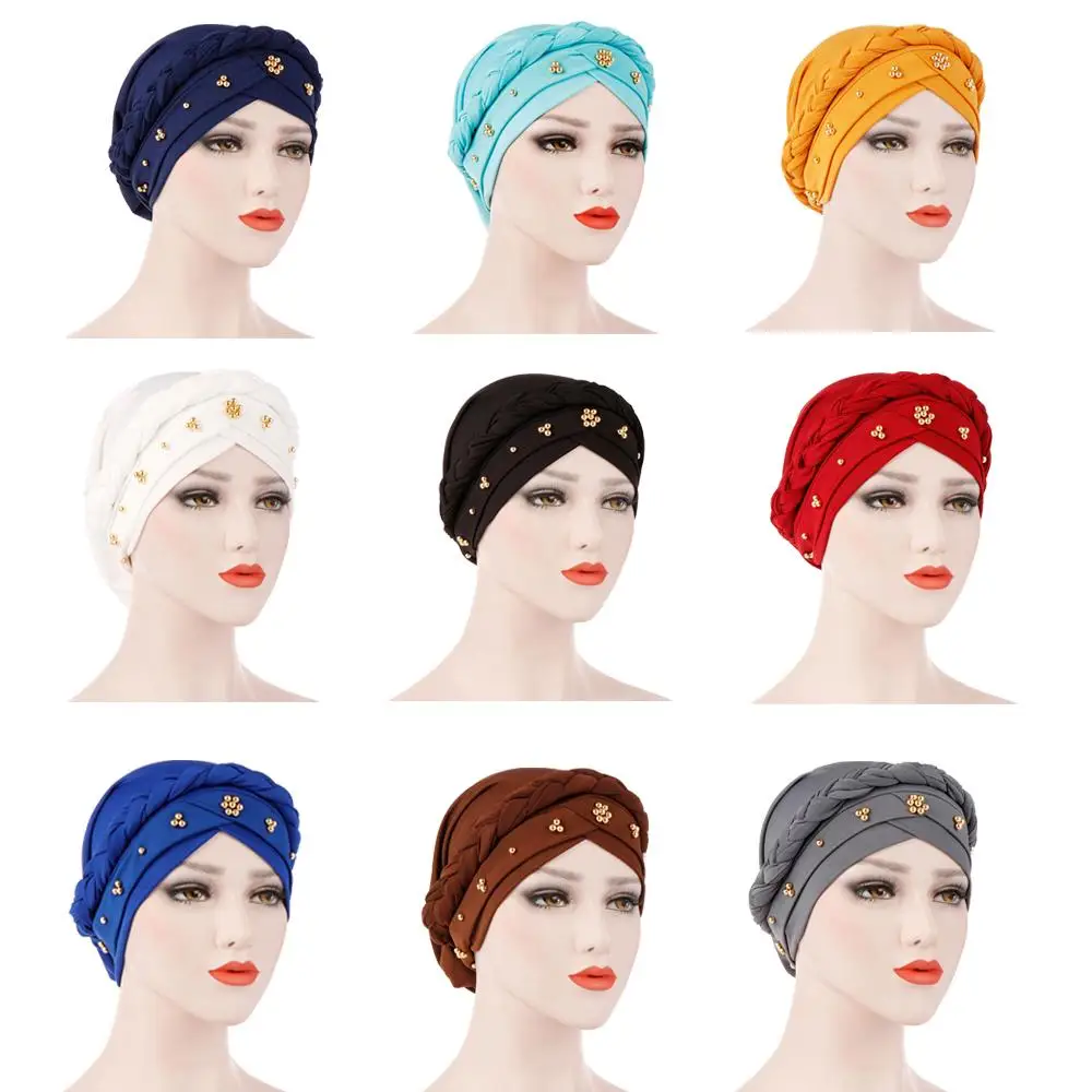 

Women Beading India Hat Muslim Ruffle Cancer Chemo Beanie Skullies Turban Wrap Cap Winter Hats For Women Bonnet Femme Winter Hat