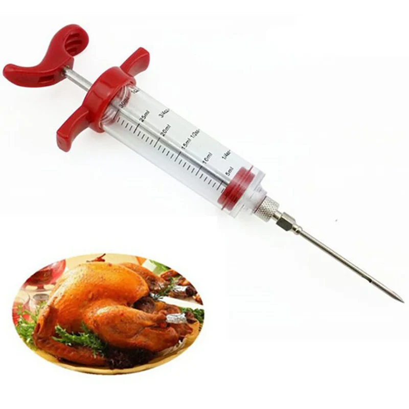 BBQ Meat Syringe Marinade Injector with Stainless Steel Needles Turkey Chicken Syringe Sauce Injection Kitchen Tools Accessorie