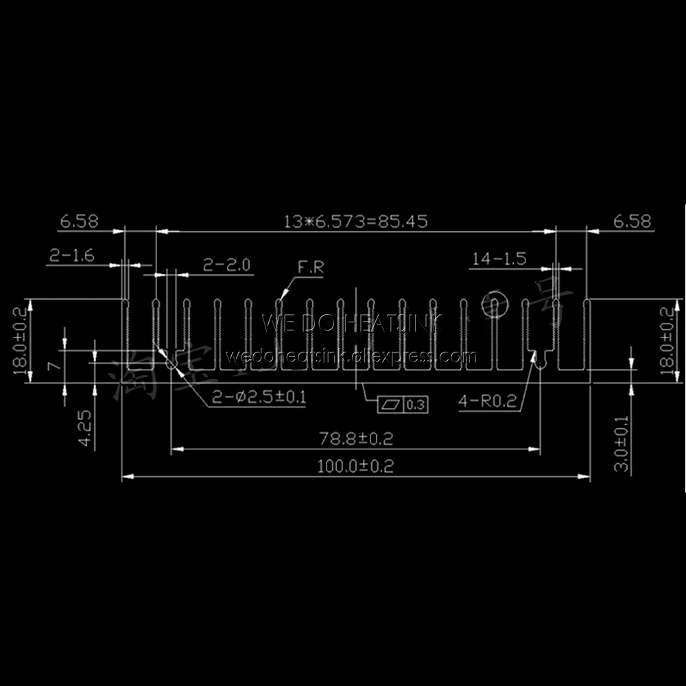 WE DO HEATSINK 1pcs 200x100x18mm Large Black Anodized Aluminum LED Heatsink Cooler Cooling