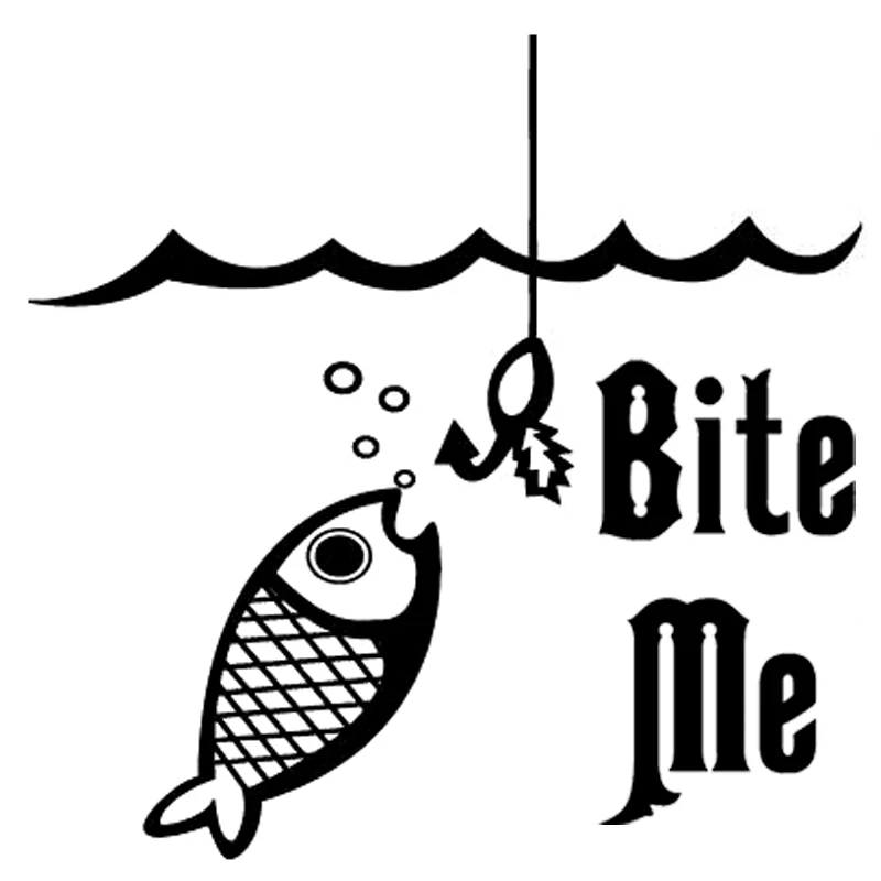 

16.2cm*15.8cm Bite Me Fishing Fish Hook Car Styling Car Sticker Vinyl Decal