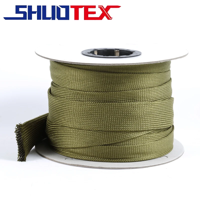 Military Green Polyester Wire Braided Casing