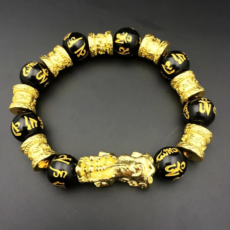 wholesale Gold Color Brave Troops Stone Beads Bangles & Bracelets Fashion Jewelry Chinese Lucky Energy Bracelet For Men Gift