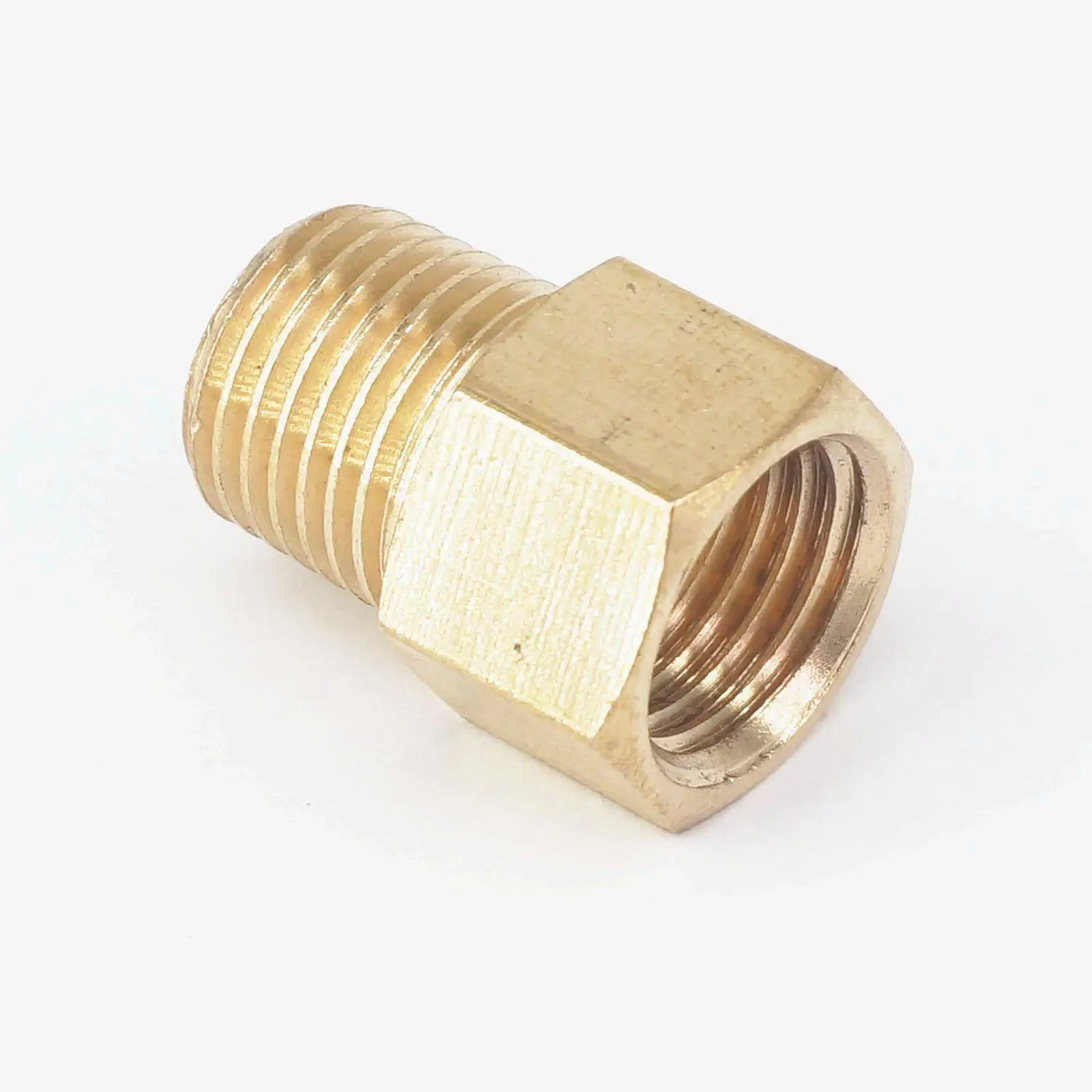 

1/4" BSPT Male x 1/4" NPT Female Brass Pipe Fitting Hex Reducer Coupler Connector Adapter