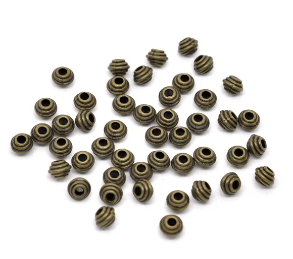 100 Bronze Tone Spacer Beads 6x5mm (B14498)