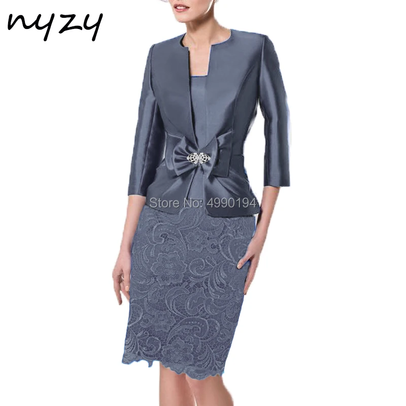 NYZY M118D-Vestidos morados de 2 piezas para madre de la novia, vestido Formal con Bolero para fiesta de boda, trajes de Iglesia, madrina