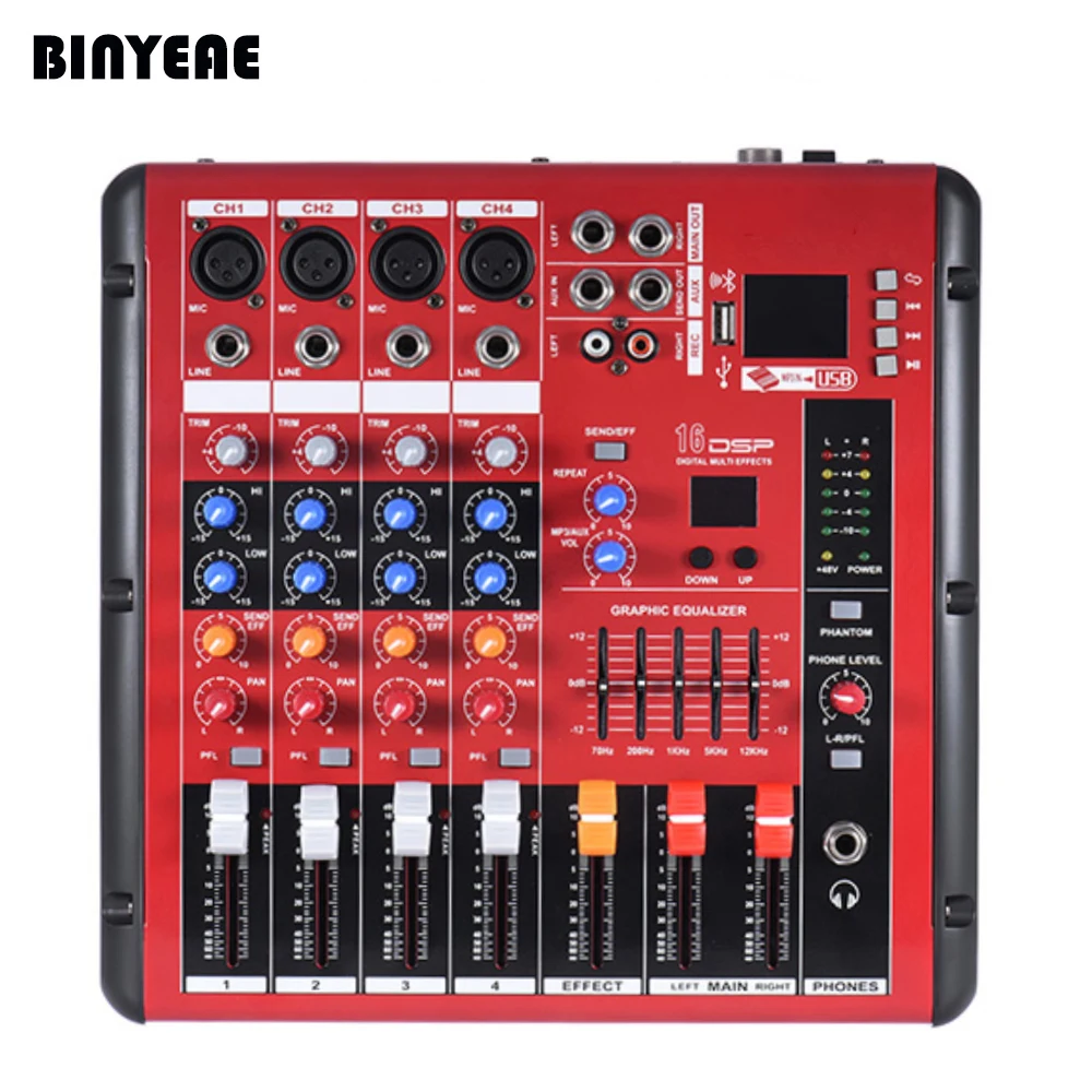 

4 Channel Mini Table de Mixage, Mixer with USB Bluetooth Control, XLR/6.3 MM Plug-in for DJ Sound SMR401