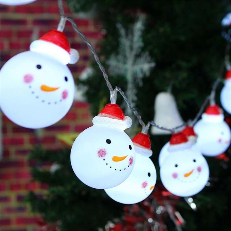Newest 10-LED Snowman Fairy String Light Bulb Battery Xmas Tree Party Wedding Decor