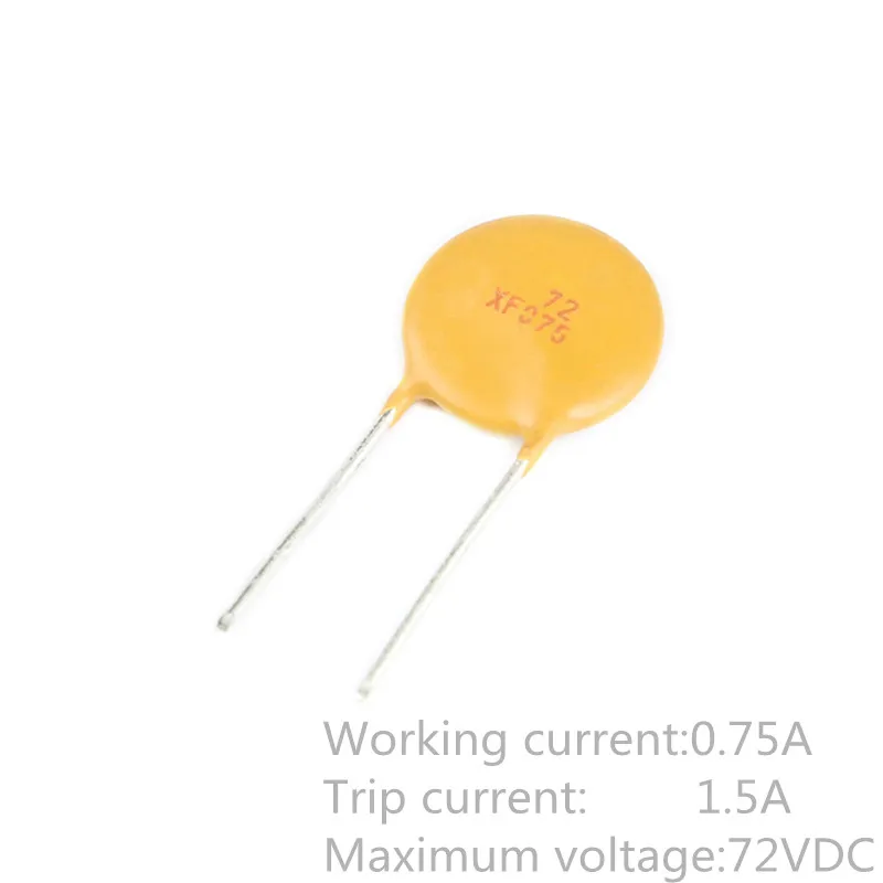 10PCS 72V 0.75A 750MA PPTC Resettable Fuse RXEF075 XF075 Pitch 5mm