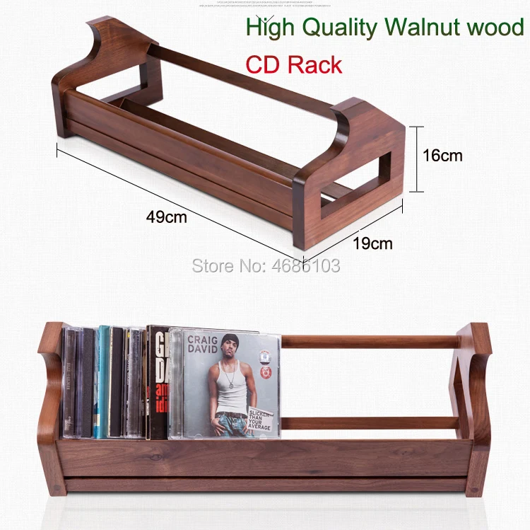 High-End Solid Black Walnut Wood Desktop Bookshelf CD Holder Rack Media Storage CD Rack Stackable Organizer - Holds 40 CDs