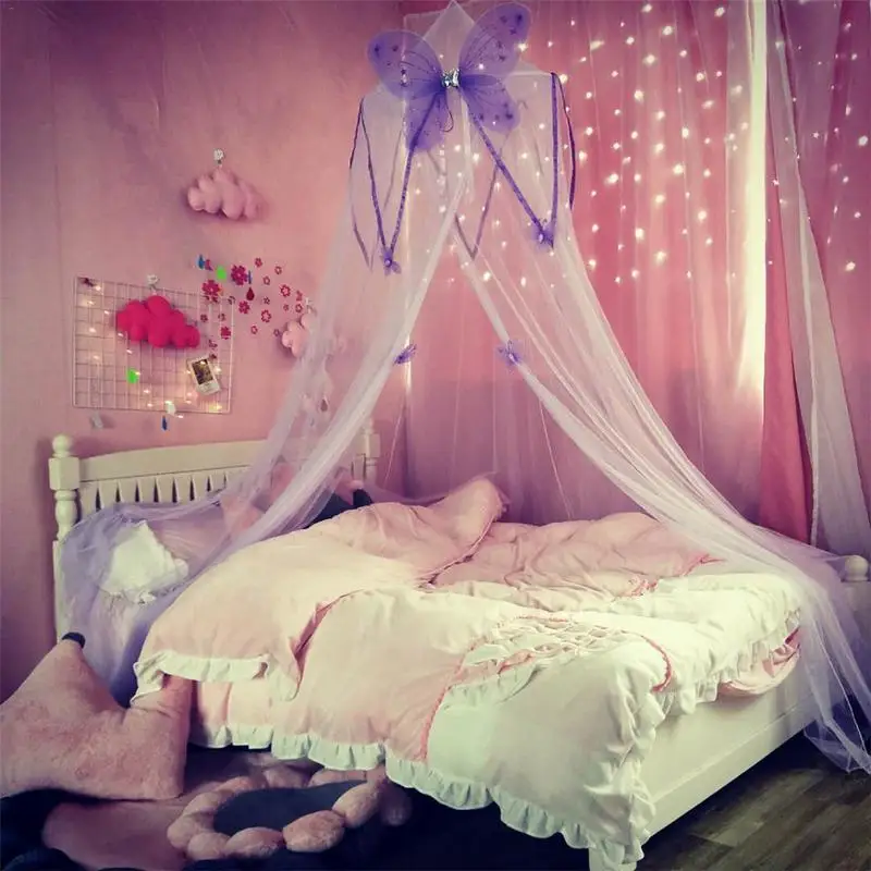 Mosquitera de cúpula para niños, hilo de cama rosa, princesa colgante europea, cortina decorativa para cama de viento, suministros para mosquitos para bebés de verano