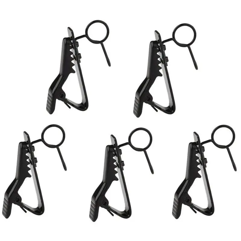 5 Pcs Ring Mini 7.5 mm Microphone Clip Holder Tie Clip Collar Clip Practical (Black) Newest