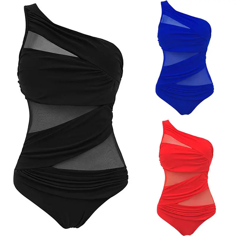 Large Size 4xl Sexy Women One Piece Swimsuit Mesh Bikinis Monokini Push-up Swimwear Bathing Suit Swimming Suits Beach Wear