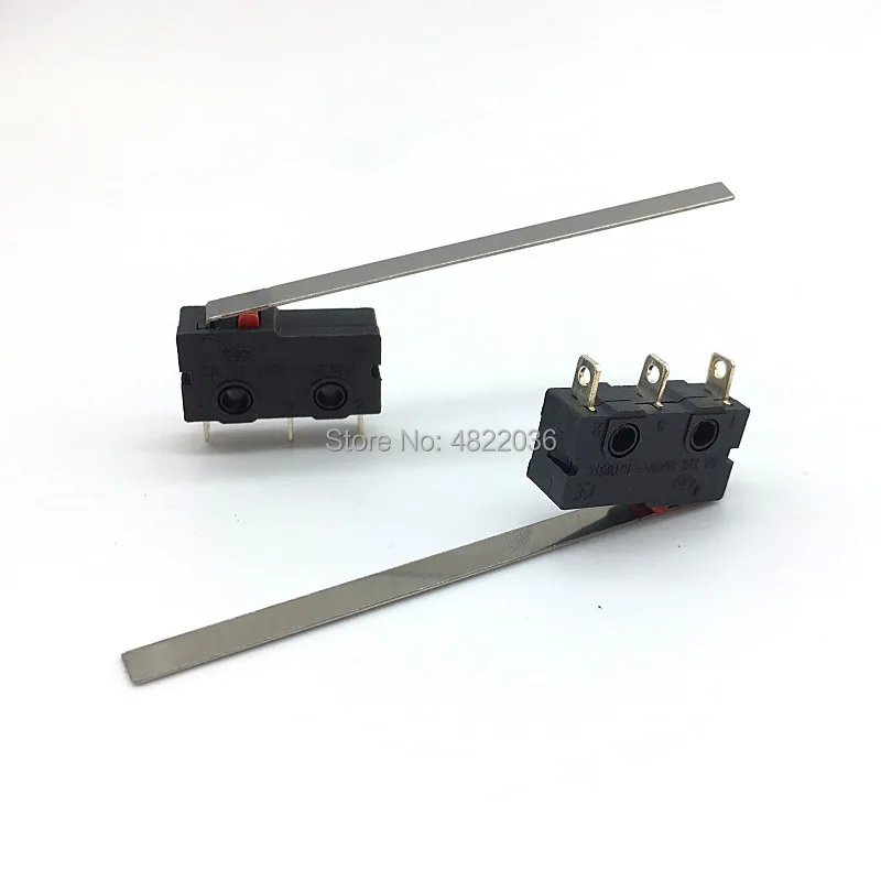 10pcs Limited Switch 3 Pin NO NC 5A 250VAC Micro Switch KW12-C With Straight Lever 55MM Length