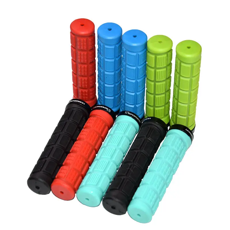 SPOMANN downhill bike handlebar locked grip bicycle grip alloy TPR handlebar end plugs MTB bike parts 5 colors Newest