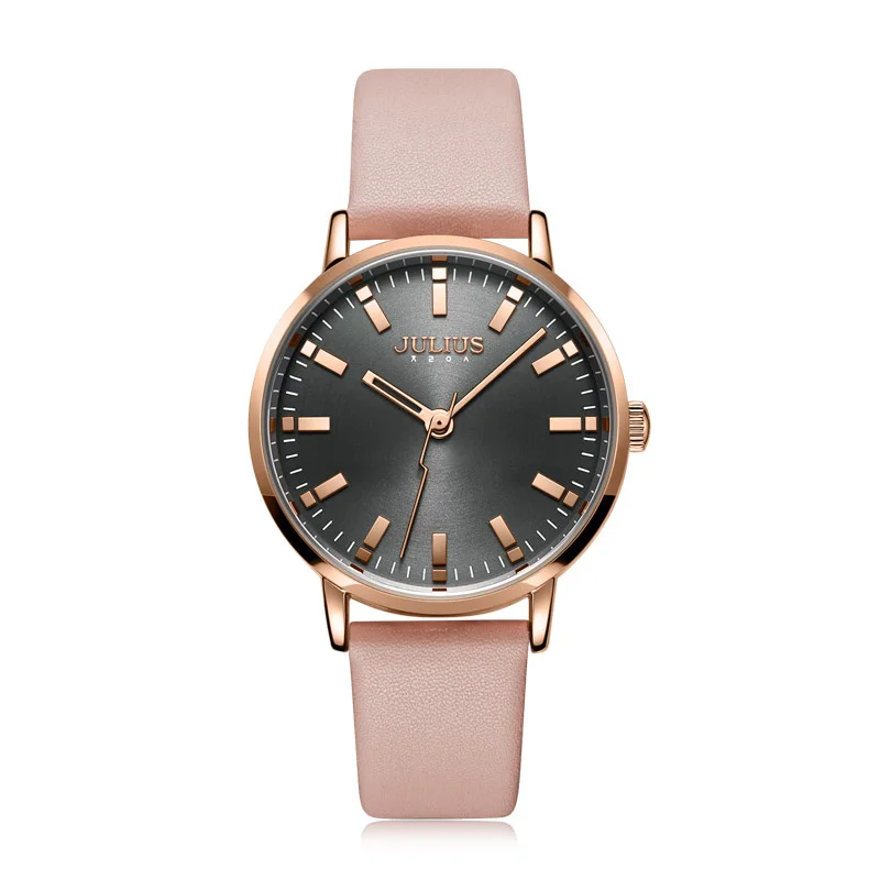 

New Simple Lady Women's Watch Miyota Mov't Fine Fashion Hours Bracelet Simple Real Leather Clock Girl's Birthday Gift Julius Box