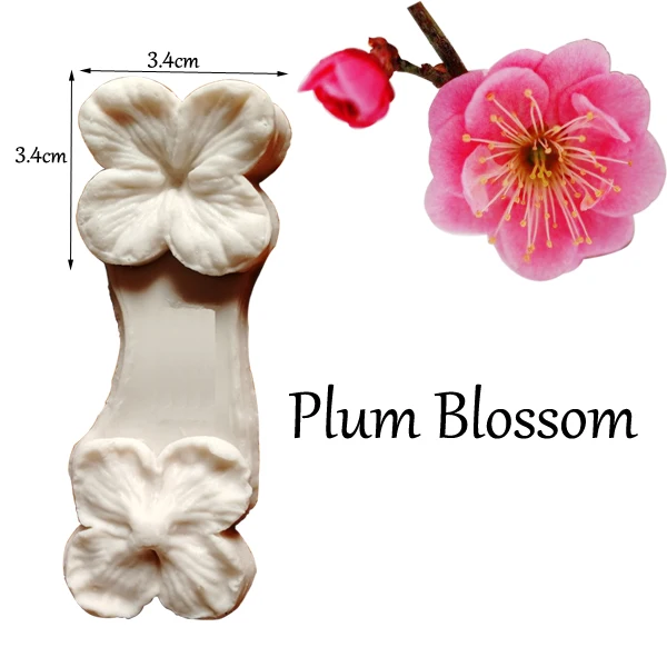 Plum Blossom Veiner Cutter Silicone Mould Cake Decorating Tools ,Sugarcraft Mold Fondant Gumpaste Candy Mold CS281