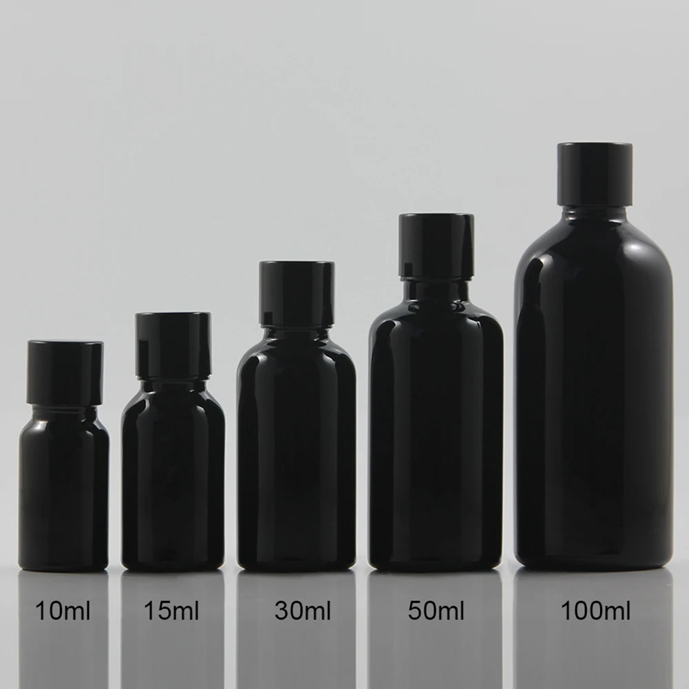 

China Suppliers 10ml Mini Essential oil Glass Containers Portable Travel Bottle, Light black Inner plug and screw cap bottle