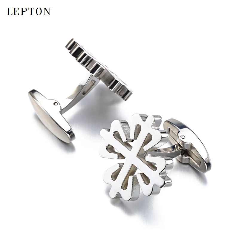 Lepton Stainless Steel Cufflinks For Mens Hot Sale High Shiny Metal Cuff links Wedding Party Gift Men Shirt Cuffs Cufflink