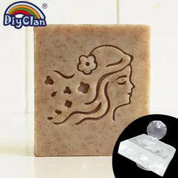 Flower Girl Handmade Soap Making Stamp Long Hair Gilr Diy Natural Organic Stamp Glass Acrylic Soap Stick Tool Cute Smiling Girl