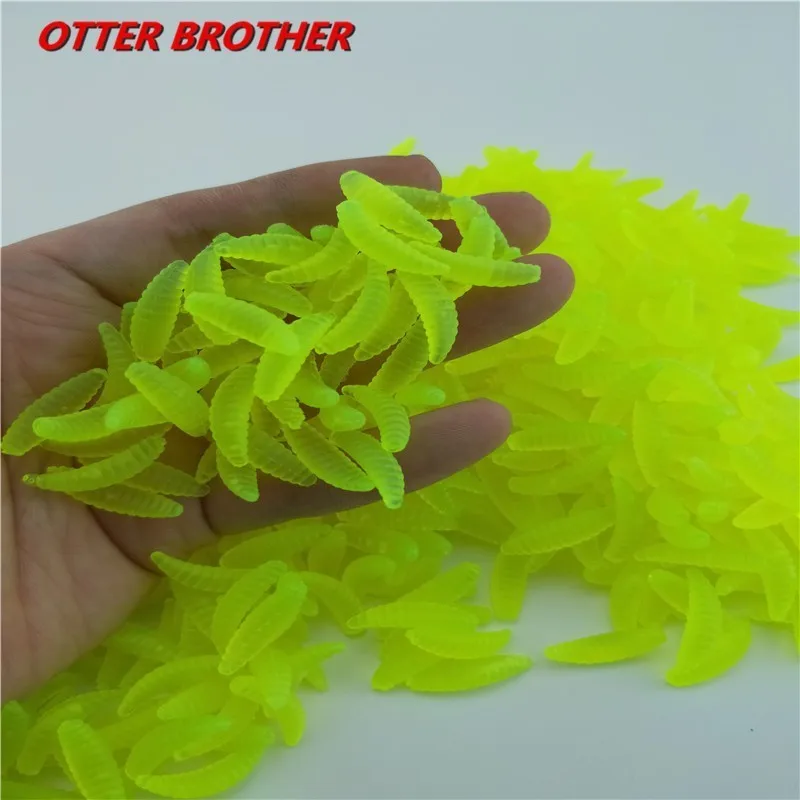 Hot Silicone Bait Maggot Grub Soft Fishing Lure Artificial Bread Smell Worms 2cm 0.3g 20pcs/lot Gear For Winter Glow Accessories
