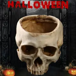 MagiDeal 1Pc Skull Head Model Design Flower Pot Planter Container Replica for Halloween Party Home Bar Pub Decor Gag Toy Gift