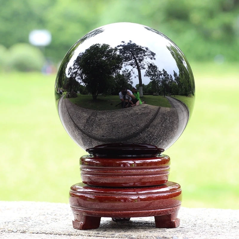 Black Crystal Ball Ornament Office Town house Fortune ball Obsidian Resist evil glass ball globe