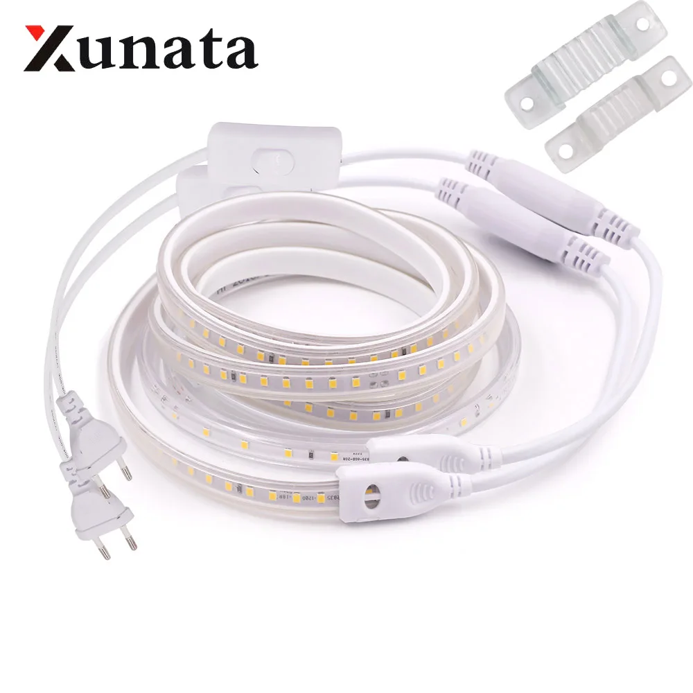 

220V 2835 LED Strip Waterproof High Brightness Warm / White 60LEDs/m 120LEDs/m Ribbon Tape Flexible LED Strip Light Lamp Outdoor