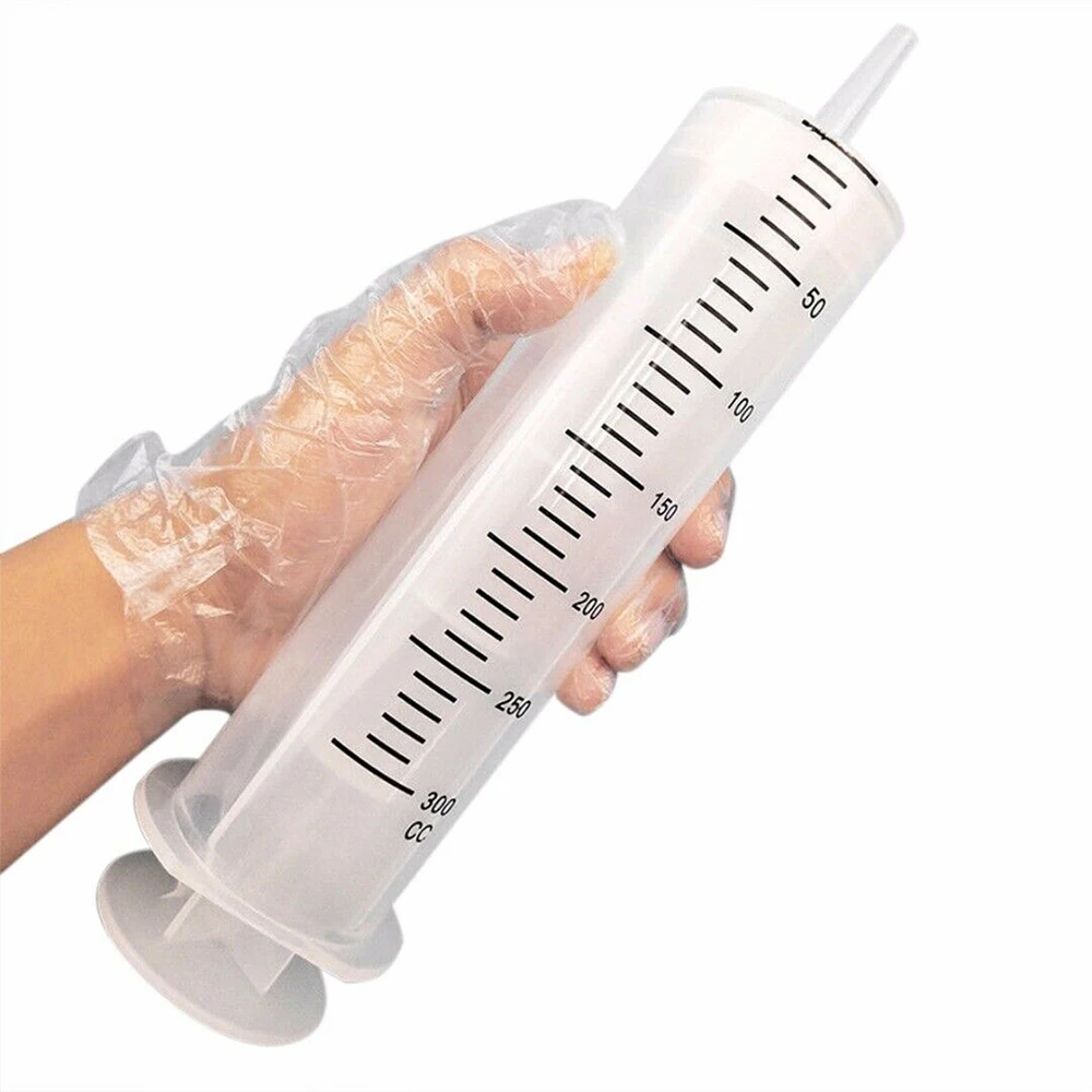 Large 300ML Plastic Syringe Capacity Syringe Transparent Reusable Sterile Measuring Injection Syringe Nutrient Hydroponics