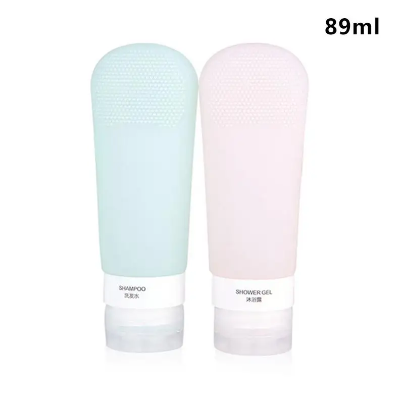 Refillable Bottles Portable Soft Silicone Travel Shampoo Cosmetics Gel Containers Bottles Squeezable With Suction Cup 60ml 89ml
