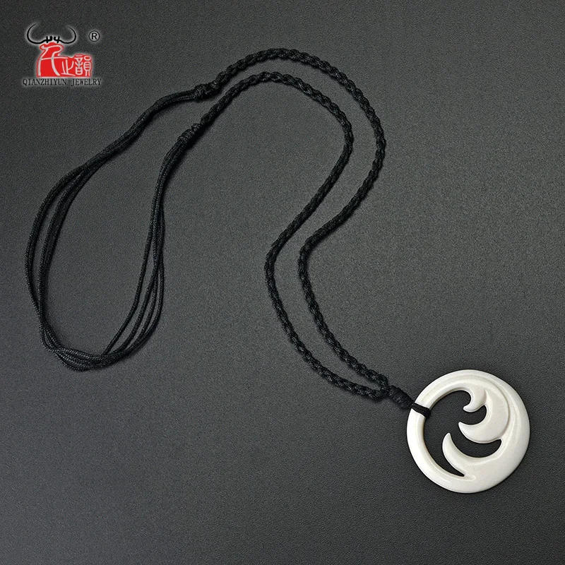 GX021 New Zealand Maori sea waves yak bone Koru pendant handmade jewelry Primitive tribes totem amulet pendant for surfing