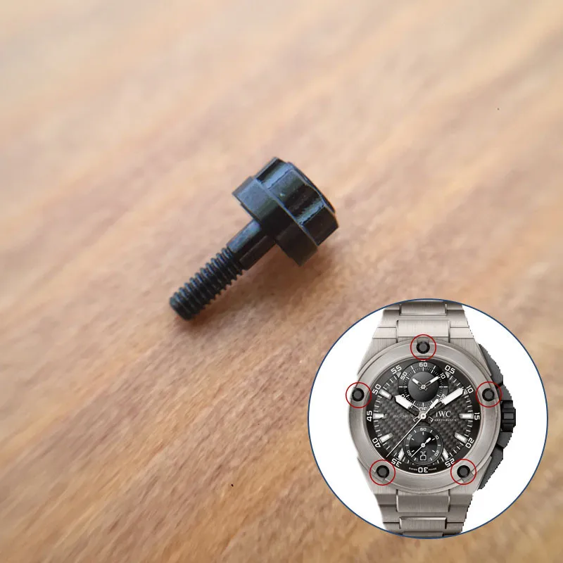 

6 prongs black watch bezel screw for IWC INGENIEUR FAMILY 45mm-46mm watch case/bezels micro screw watch parts IW379602 tools