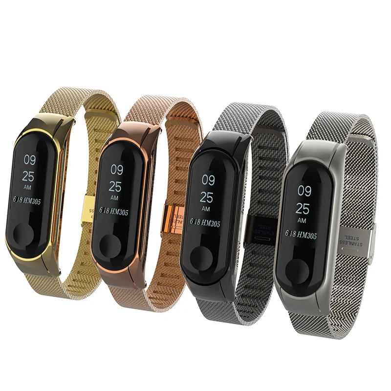 For Mi Band 4 Metal Stainless Steel Wrist Strap For Xiaomi Mi Band 2 3 Bracelet Watchbands Pulseira Miband 4 3 Wrist Correa