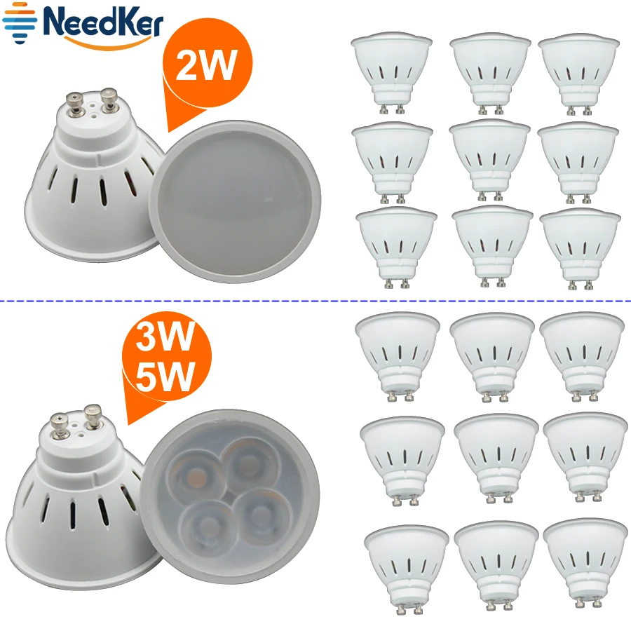 NeedKer-LED 램프 GU10 G5.3 LED 전구, 2W 3W 5W 9W 12W 15W AC 110V 220V, Lampada LED 콘덴서 조명 Cob 스포트라이트, 에너지 절약